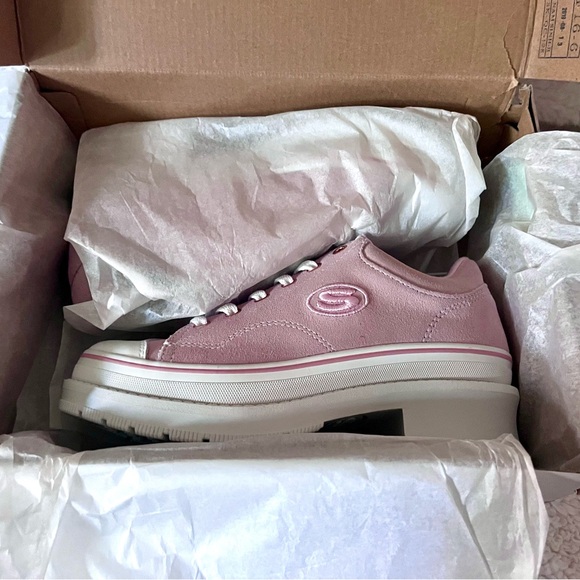 Women’s Skechers Pink Softy Heartbeats Sneakers size 5 Chunky Heel - Picture 4 of 6